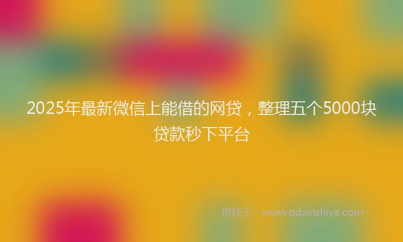 2025年最新微信上能借的网贷，整理五个5000块贷款秒下平台