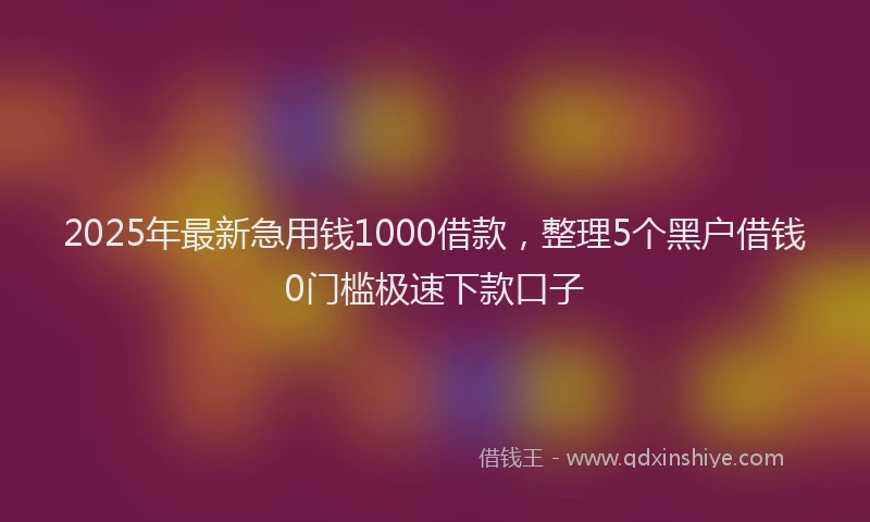 2025年最新急用钱1000借款，整理5个黑户借钱0门槛极速下款口子