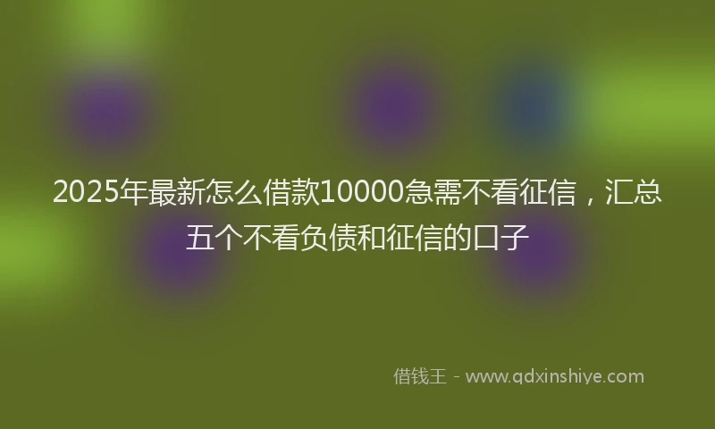 2025年最新怎么借款10000急需不看征信，汇总五个不看负债和征信的口子