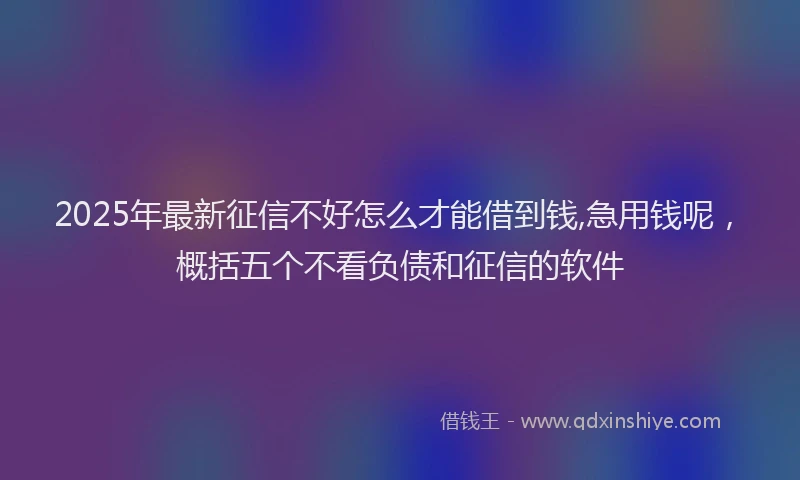 2025年最新征信不好怎么才能借到钱,急用钱呢，概括五个不看负债和征信的软件