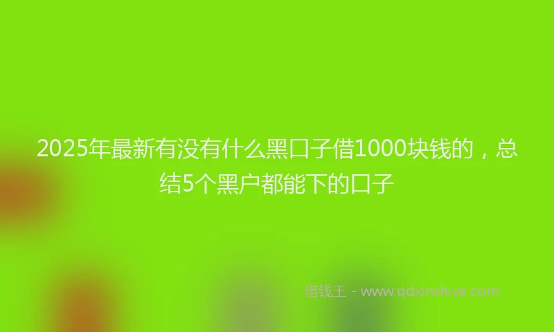 2025年最新有没有什么黑口子借1000块钱的，总结5个黑户都能下的口子