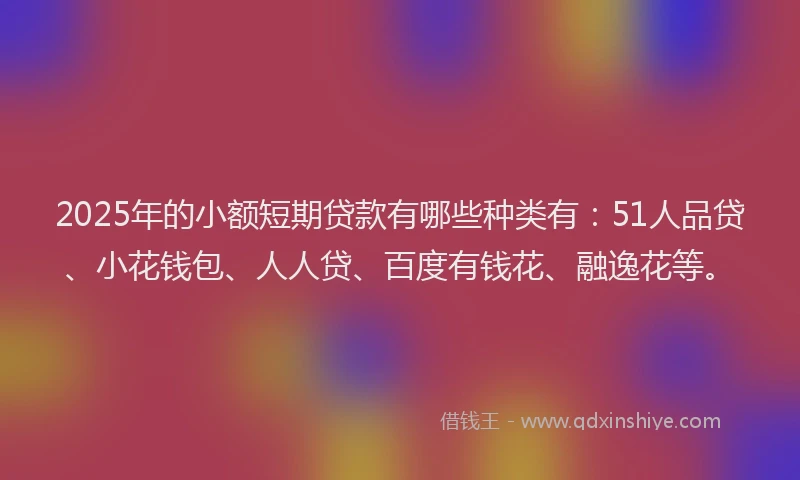 2025年的小额短期贷款有哪些种类有：51人品贷、小花钱包、人人贷、百度有钱花、融逸花等。