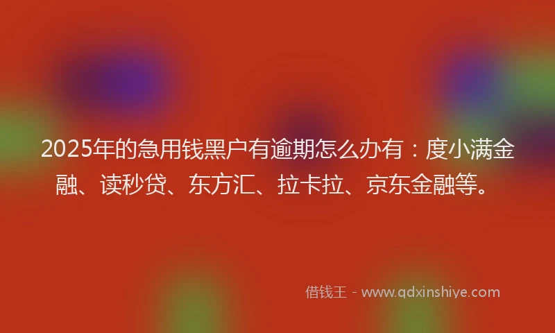 2025年的急用钱黑户有逾期怎么办有：度小满金融、读秒贷、东方汇、拉卡拉、京东金融等。