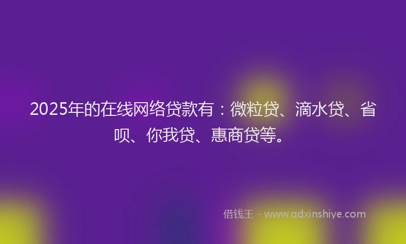 2025年的在线网络贷款有：微粒贷、滴水贷、省呗、你我贷、惠商贷等。