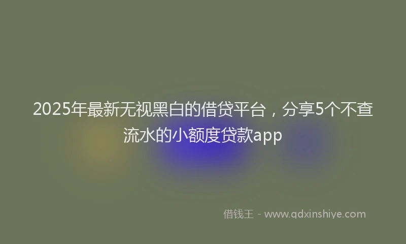 2025年最新无视黑白的借贷平台，分享5个不查流水的小额度贷款app
