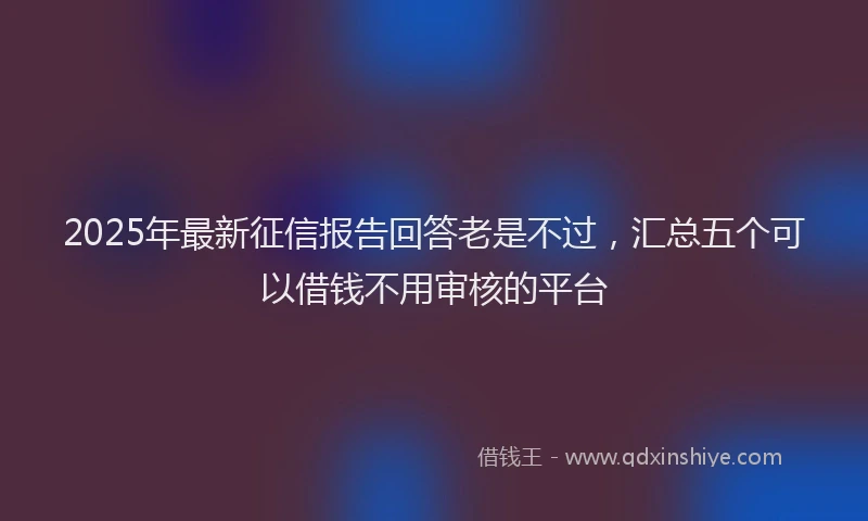 2025年最新征信报告回答老是不过，汇总五个可以借钱不用审核的平台