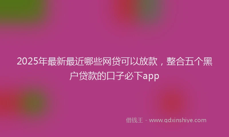 2025年最新最近哪些网贷可以放款，整合五个黑户贷款的口子必下app