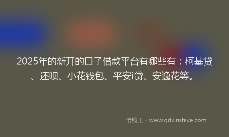 2025年的新开的口子借款平台有哪些有：柯基贷、还呗、小花钱包、平安i贷、安逸花等。