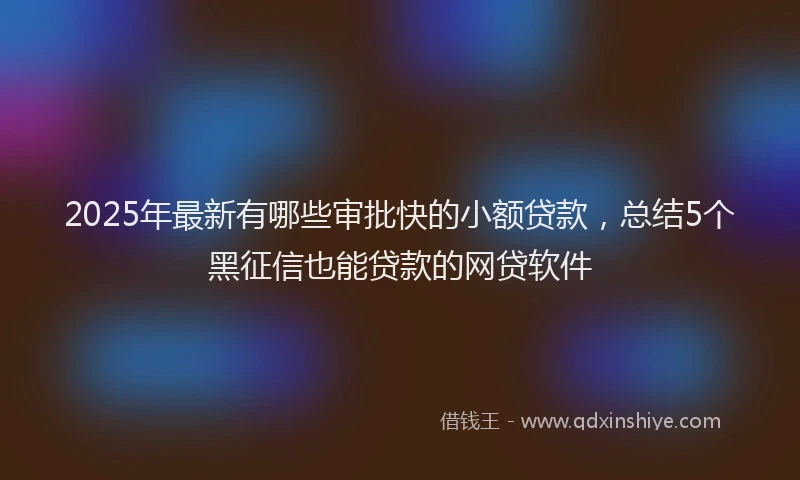 2025年最新有哪些审批快的小额贷款，总结5个黑征信也能贷款的网贷软件