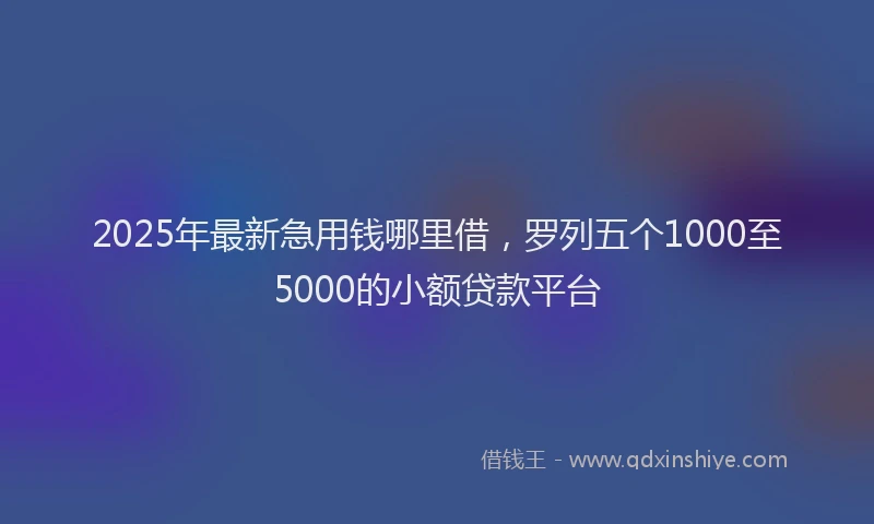 2025年最新急用钱哪里借，罗列五个1000至5000的小额贷款平台
