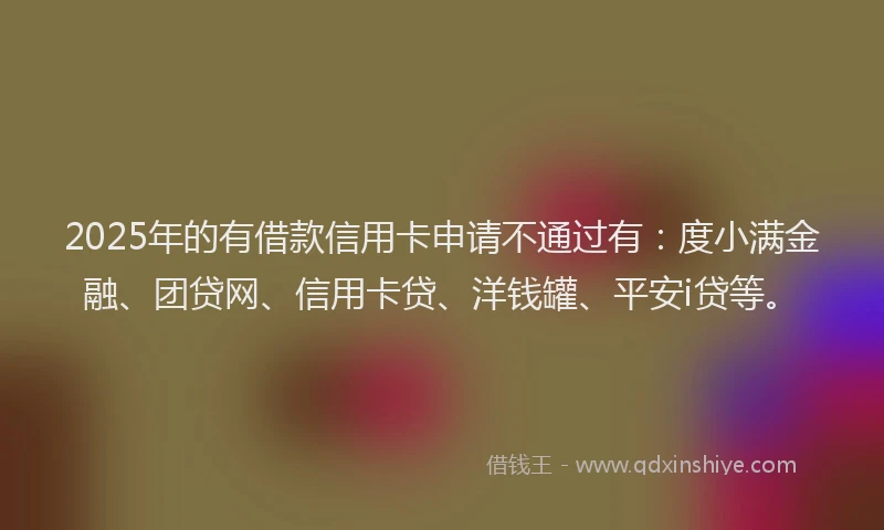 2025年的有借款信用卡申请不通过有：度小满金融、团贷网、信用卡贷、洋钱罐、平安i贷等。