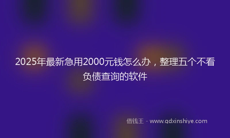 2025年最新急用2000元钱怎么办，整理五个不看负债查询的软件