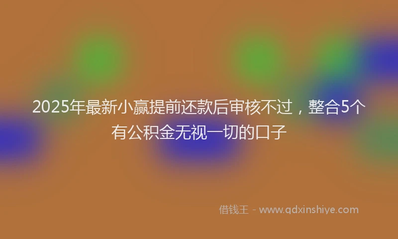 2025年最新小赢提前还款后审核不过，整合5个有公积金无视一切的口子