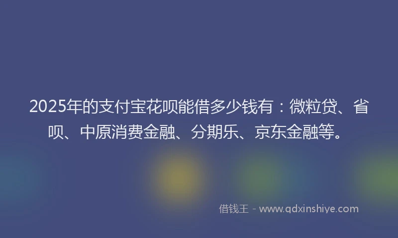 2025年的支付宝花呗能借多少钱有：微粒贷、省呗、中原消费金融、分期乐、京东金融等。