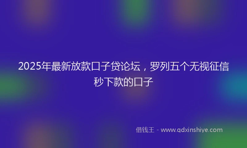 2025年最新放款口子贷论坛，罗列五个无视征信秒下款的口子