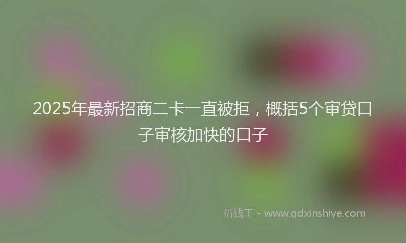 2025年最新招商二卡一直被拒，概括5个审贷口子审核加快的口子