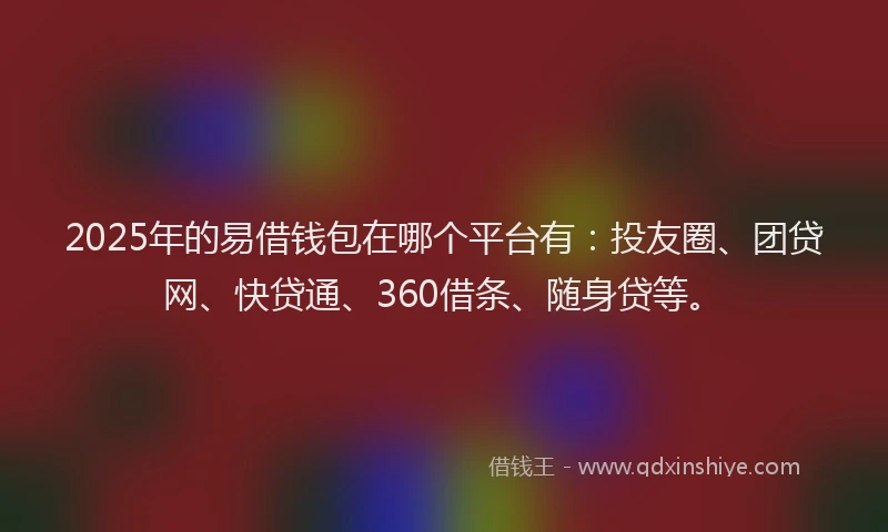 2025年的易借钱包在哪个平台有：投友圈、团贷网、快贷通、360借条、随身贷等。