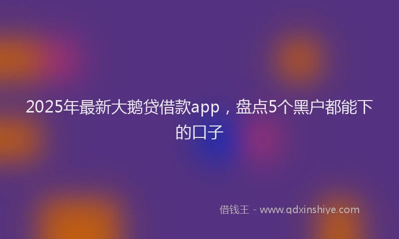 2025年最新大鹅贷借款app，盘点5个黑户都能下的口子