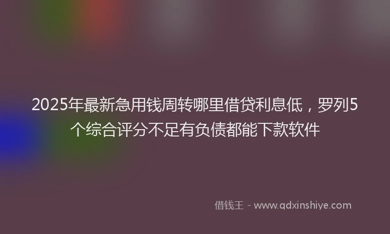 2025年最新急用钱周转哪里借贷利息低，罗列5个综合评分不足有负债都能下款软件