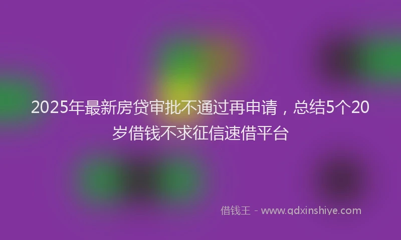 2025年最新房贷审批不通过再申请，总结5个20岁借钱不求征信速借平台