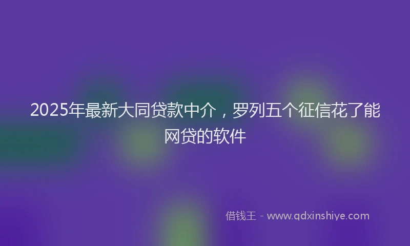 2025年最新大同贷款中介，罗列五个征信花了能网贷的软件