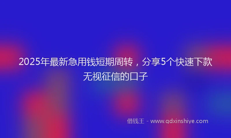 2025年最新急用钱短期周转，分享5个快速下款无视征信的口子
