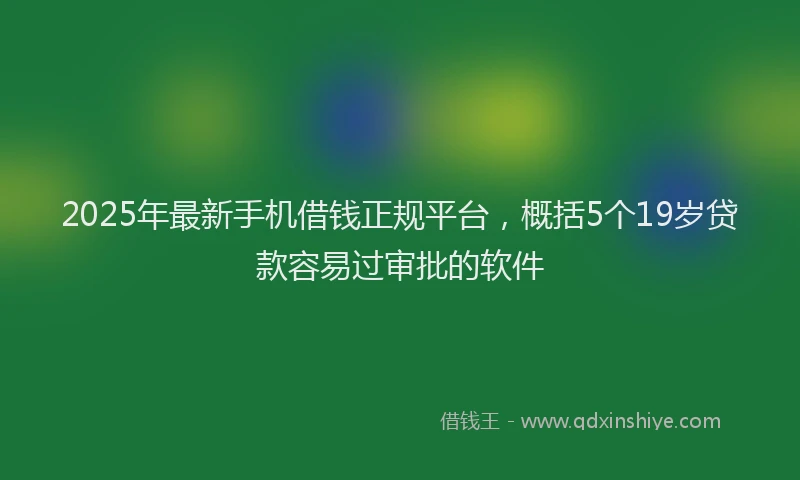 2025年最新手机借钱正规平台，概括5个19岁贷款容易过审批的软件