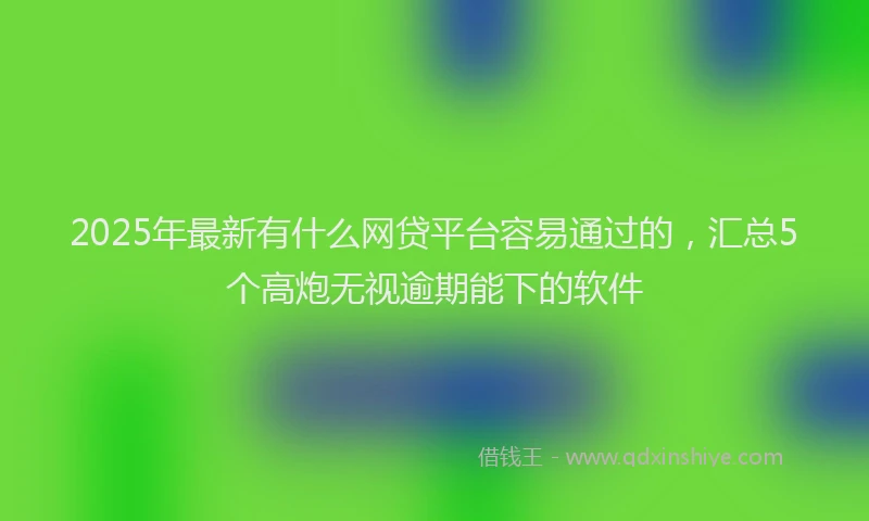 2025年最新有什么网贷平台容易通过的，汇总5个高炮无视逾期能下的软件