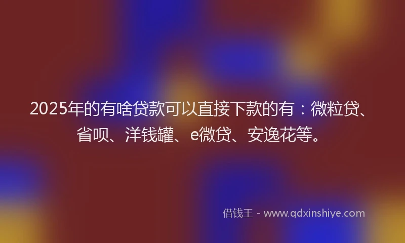 2025年的有啥贷款可以直接下款的有：微粒贷、省呗、洋钱罐、e微贷、安逸花等。