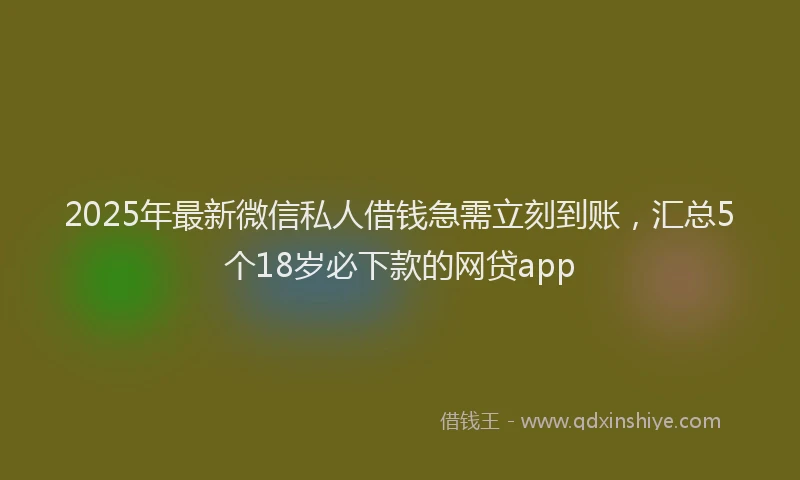 2025年最新微信私人借钱急需立刻到账，汇总5个18岁必下款的网贷app