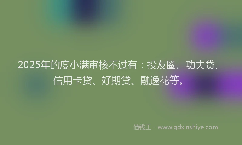 2025年的度小满审核不过有：投友圈、功夫贷、信用卡贷、好期贷、融逸花等。