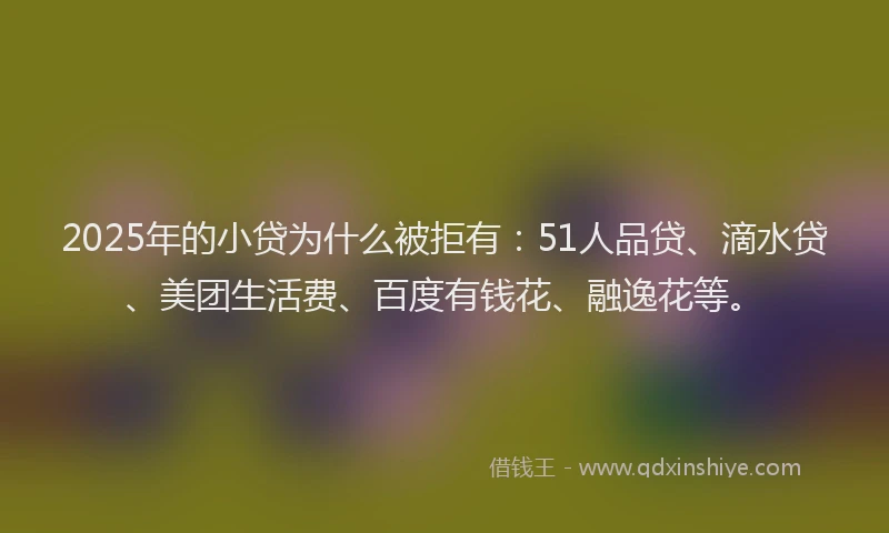 2025年的小贷为什么被拒有：51人品贷、滴水贷、美团生活费、百度有钱花、融逸花等。