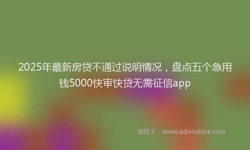 2025年最新房贷不通过说明情况，盘点五个急用钱5000快审快贷无需征信app