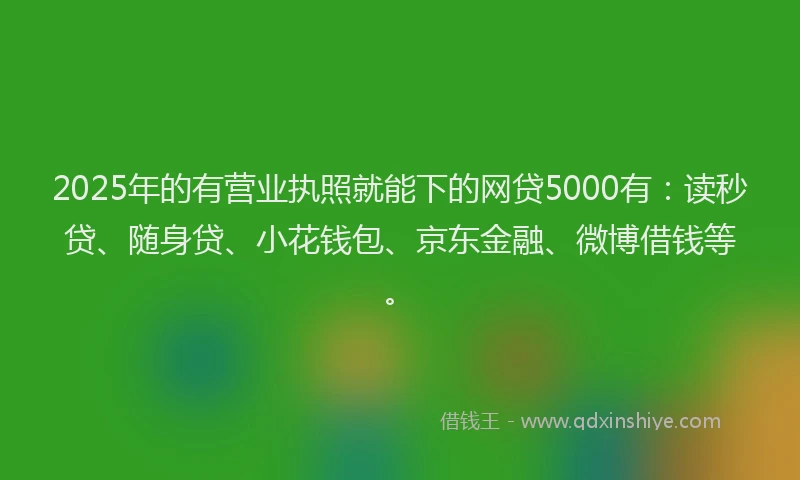 2025年的有营业执照就能下的网贷5000有：读秒贷、随身贷、小花钱包、京东金融、微博借钱等。