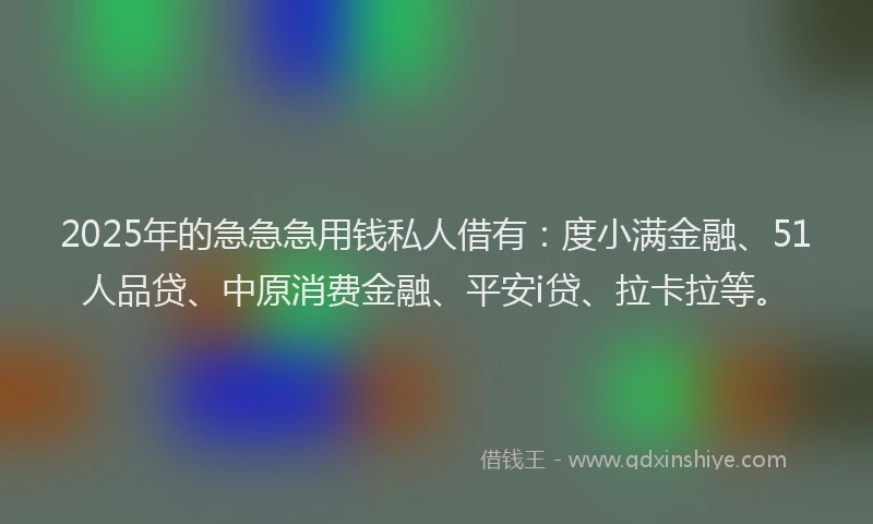2025年的急急急用钱私人借有：度小满金融、51人品贷、中原消费金融、平安i贷、拉卡拉等。