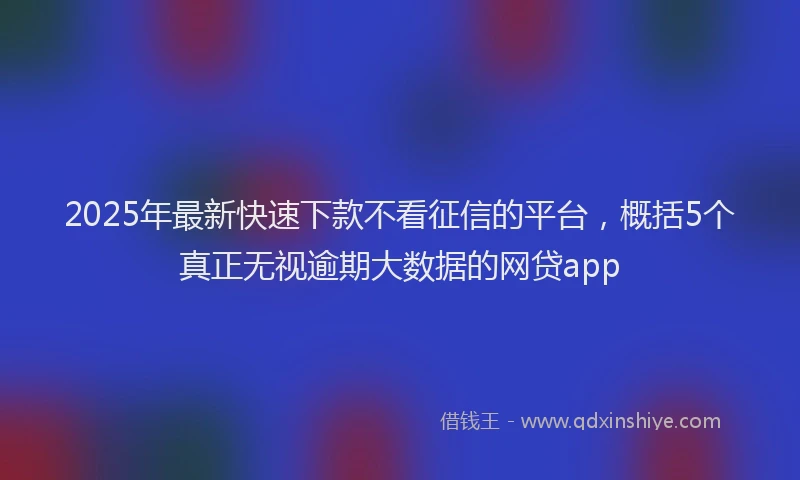 2025年最新快速下款不看征信的平台，概括5个真正无视逾期大数据的网贷app