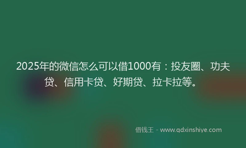 2025年的微信怎么可以借1000有：投友圈、功夫贷、信用卡贷、好期贷、拉卡拉等。