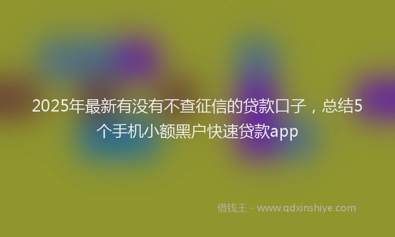 2025年最新有没有不查征信的贷款口子，总结5个手机小额黑户快速贷款app