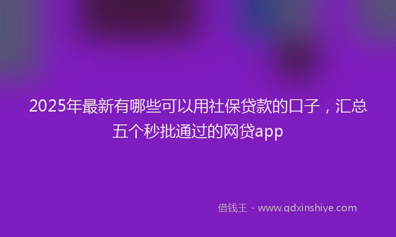 2025年最新有哪些可以用社保贷款的口子，汇总五个秒批通过的网贷app