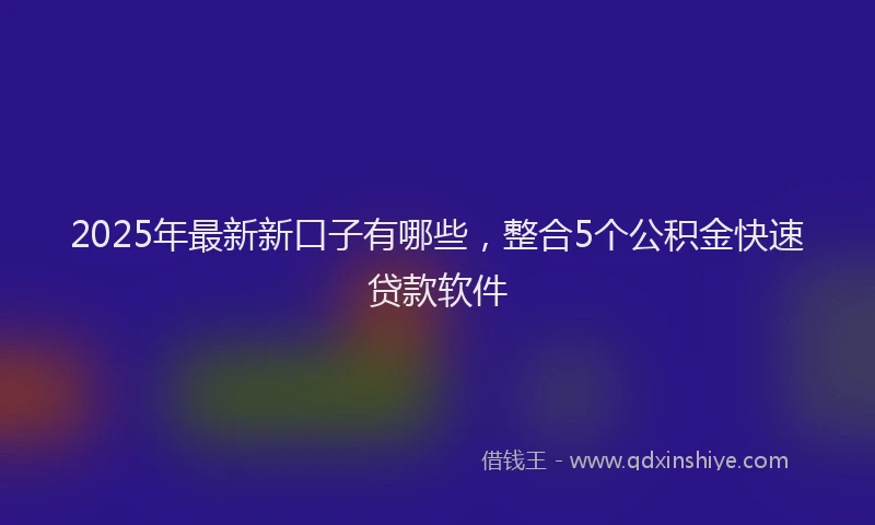 2025年最新新口子有哪些，整合5个公积金快速贷款软件