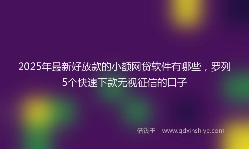 2025年最新好放款的小额网贷软件有哪些，罗列5个快速下款无视征信的口子