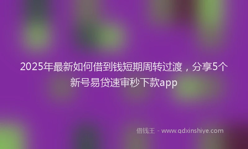 2025年最新如何借到钱短期周转过渡，分享5个新号易贷速审秒下款app