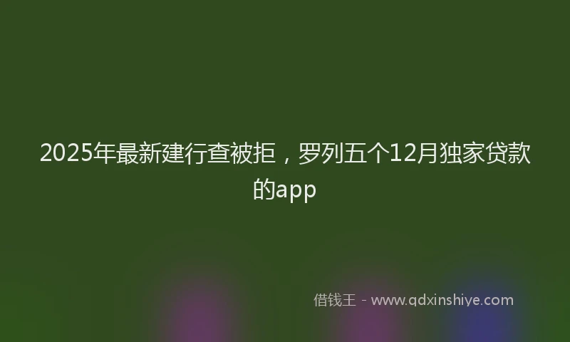 2025年最新建行查被拒，罗列五个12月独家贷款的app