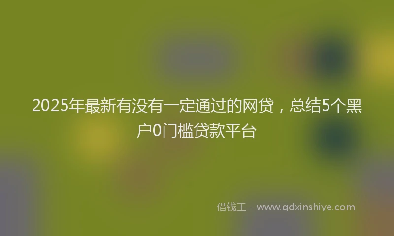 2025年最新有没有一定通过的网贷，总结5个黑户0门槛贷款平台