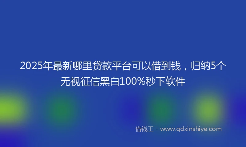 2025年最新哪里贷款平台可以借到钱，归纳5个无视征信黑白100%秒下软件