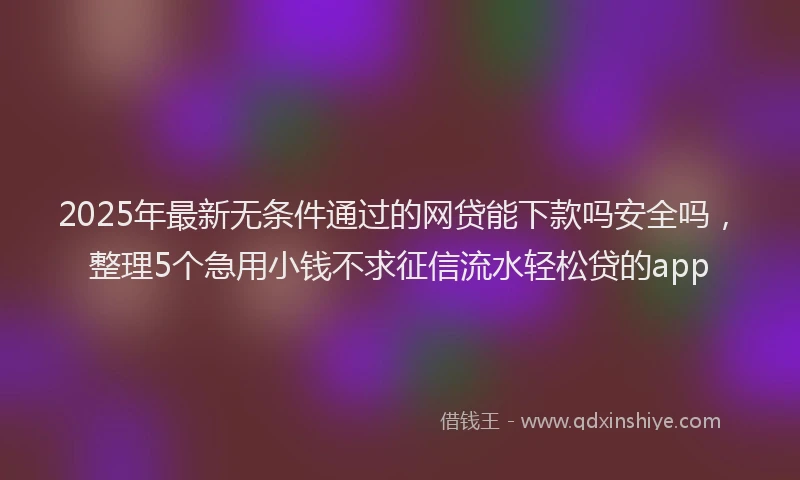 2025年最新无条件通过的网贷能下款吗安全吗，整理5个急用小钱不求征信流水轻松贷的app