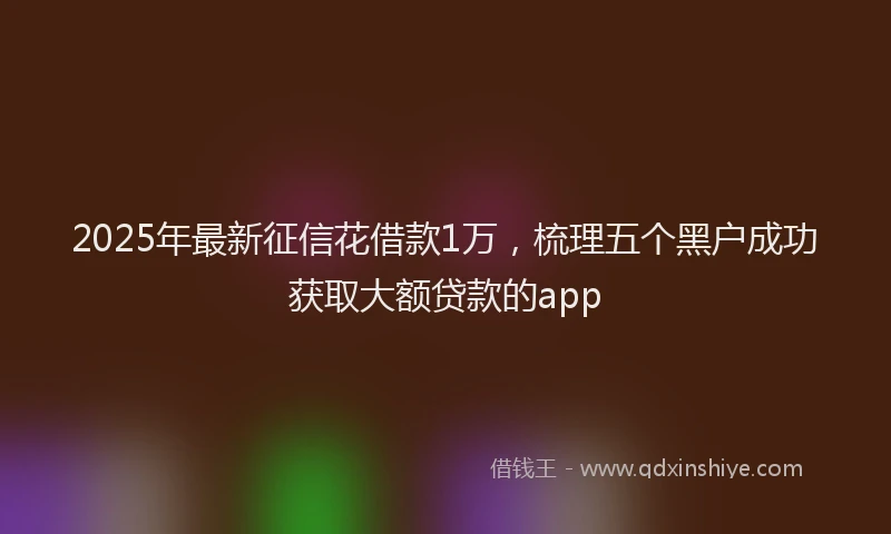 2025年最新征信花借款1万，梳理五个黑户成功获取大额贷款的app