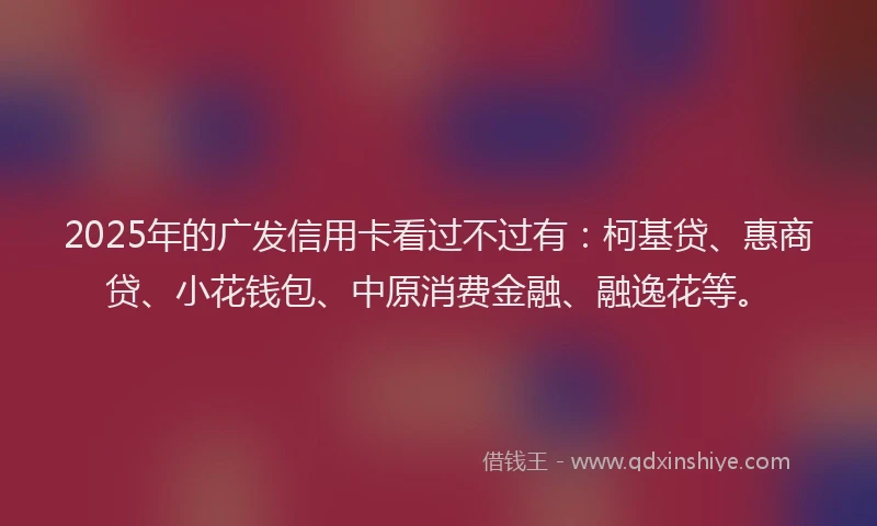 2025年的广发信用卡看过不过有：柯基贷、惠商贷、小花钱包、中原消费金融、融逸花等。