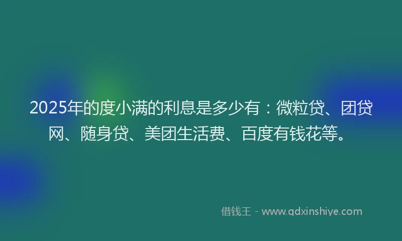 2025年的度小满的利息是多少有：微粒贷、团贷网、随身贷、美团生活费、百度有钱花等。