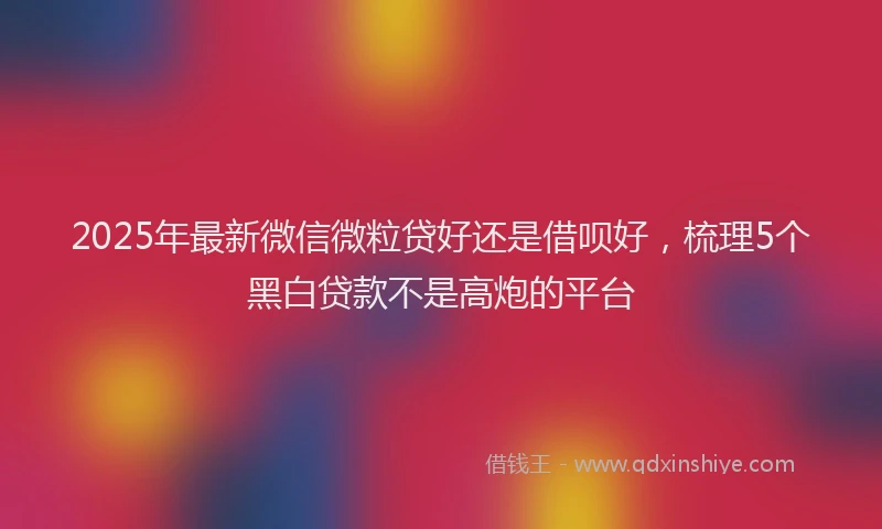 2025年最新微信微粒贷好还是借呗好，梳理5个黑白贷款不是高炮的平台